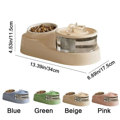 USB Charging 2-in-1 Pets Water Fountain Auto Filter Mute Cat Small Dog Drinker Bowl Large Capacity Neck Protection Pet Feeder for Home