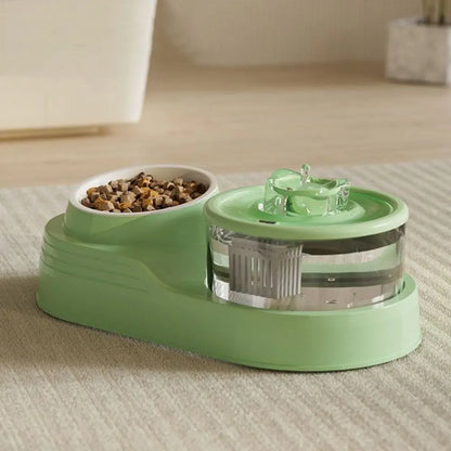 USB Charging 2-in-1 Pets Water Fountain Auto Filter Mute Cat Small Dog Drinker Bowl Large Capacity Neck Protection Pet Feeder for Home
