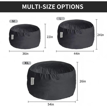 Medium Black Velvet Bean Bag Chair - Ideal for Living Room, Bedroom, and Gaming Room