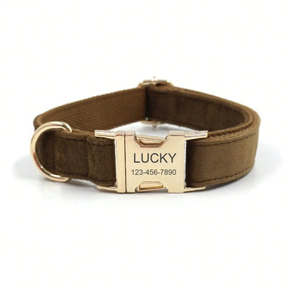 Velvet Dog Cat Collar Custom Engraved ID Tag Soft Adjustable Collar for Small Medium Large Dogs Cats