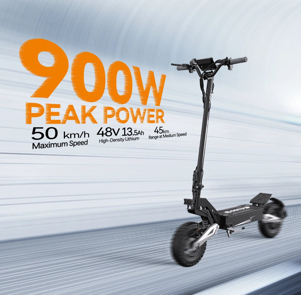T10 E-Scooter 900W Peak Motor 48V13.5Ah Lithium Battery Large Screen LED Display Electric Scooter 11-inch Tire Scooters Electric