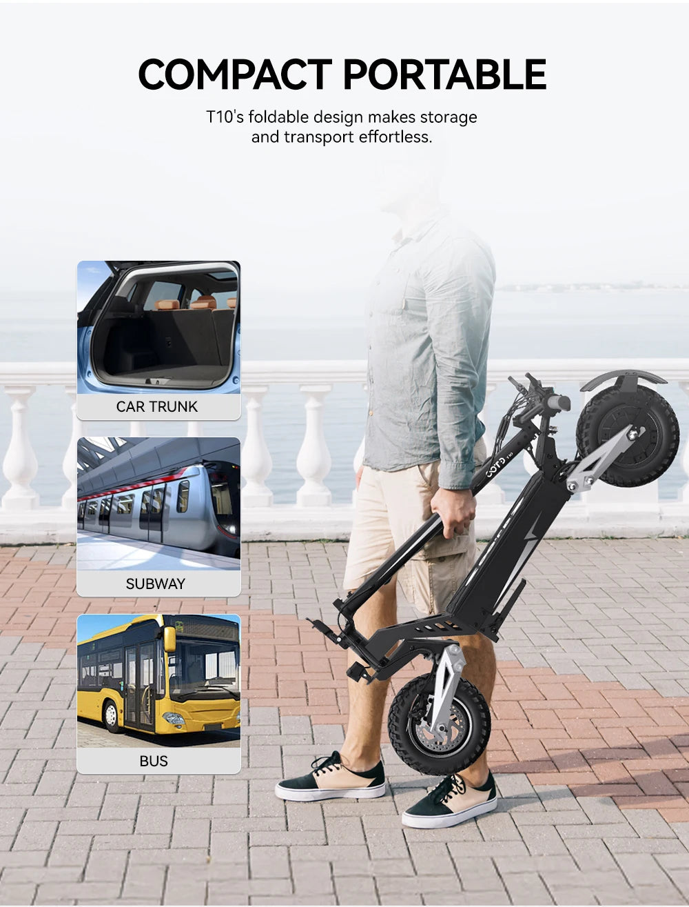 T10 E-Scooter 900W Peak Motor 48V13.5Ah Lithium Battery Large Screen LED Display Electric Scooter 11-inch Tire Scooters Electric