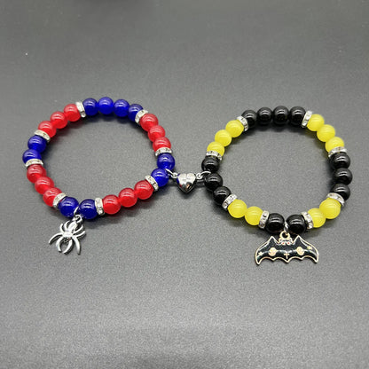 1Pair Magic Stick Hat Crown Pendant Beads Bracelet Couple Matching Bracelets Wicked Witch Movie Inspired Bracelet Friend Jewelry