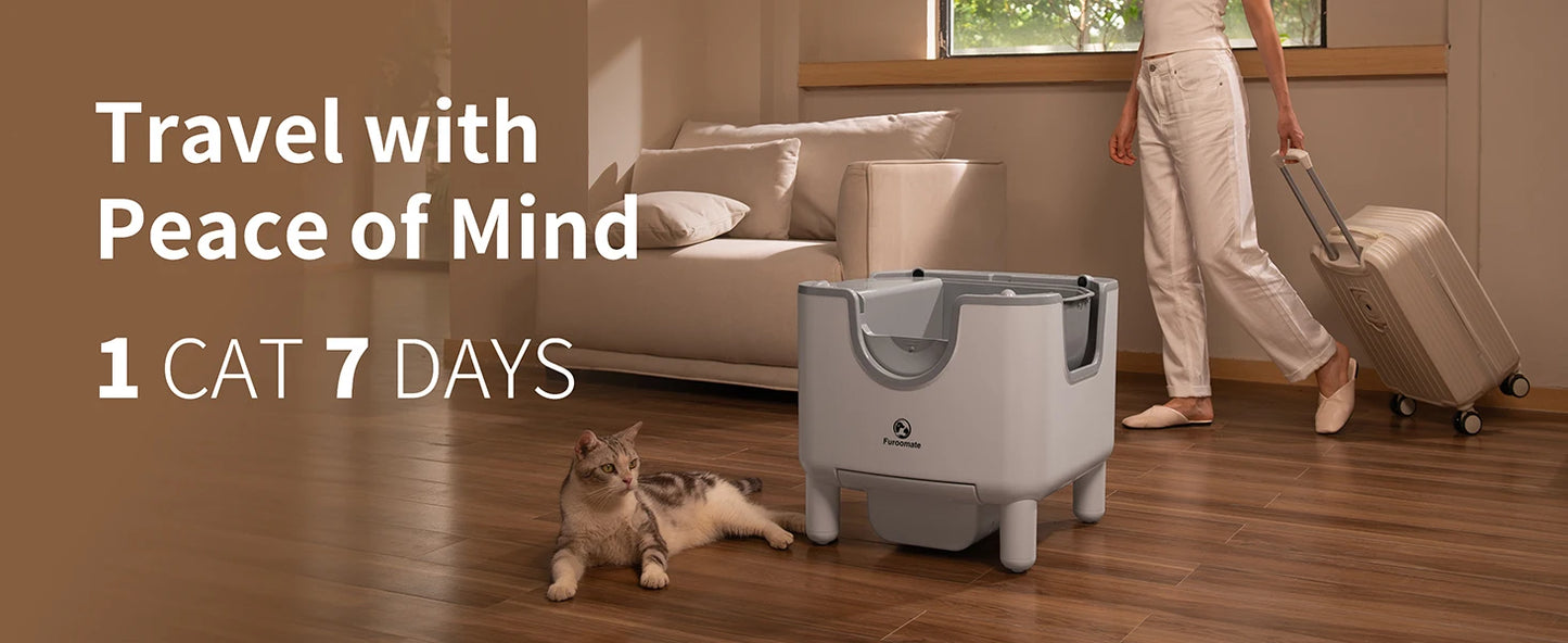 Self-Cleaning Litter Box - Open-Top Automatic Cat Litter Box with Odor Control, Safety Features, and Easy Maintenance