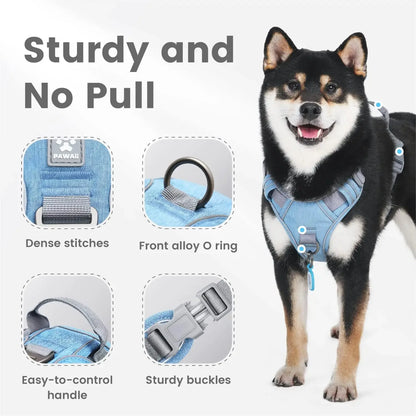 No Pull Dog Cat Harness with Pet ID Tag, Reflective Strips, Front O Ring, Breathable Mesh Adjustable Soft Padded Vest for Small Dogs Cats