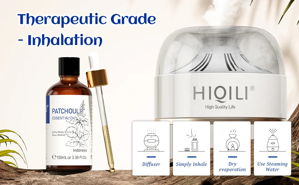 100ML Patchouli Essential Oils,100% Pure Nature for Aromatherapy, Diffuser, Humidifier, Massage, Keep happy, Candle