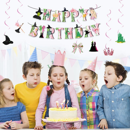 Wicked Theme Birthday Party Decoration Magic Witch Kids Party Ornaments Disposable Balloon Banner Cake Flag Hangings Supplies