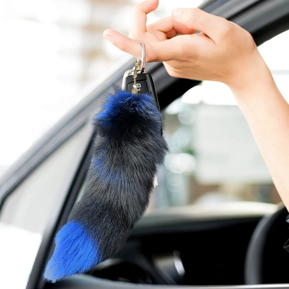 Huge Fluffy Faux Fur Fox Tail Keychain Therian Tail Fox Tail Keychain Fur Pendant Key Chain Keychain Pendant Gift for Women Girl