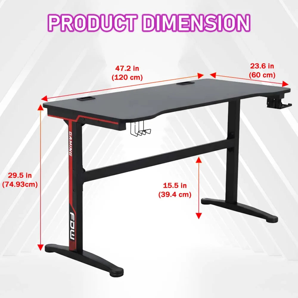 47 Inch Desk Modern Computer Desk with Electric Lifting Headphone Hook，Ergonomic Workstation Table for Home Office
