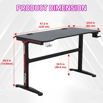 47 Inch Desk Modern Computer Desk with Electric Lifting Headphone Hook，Ergonomic Workstation Table for Home Office