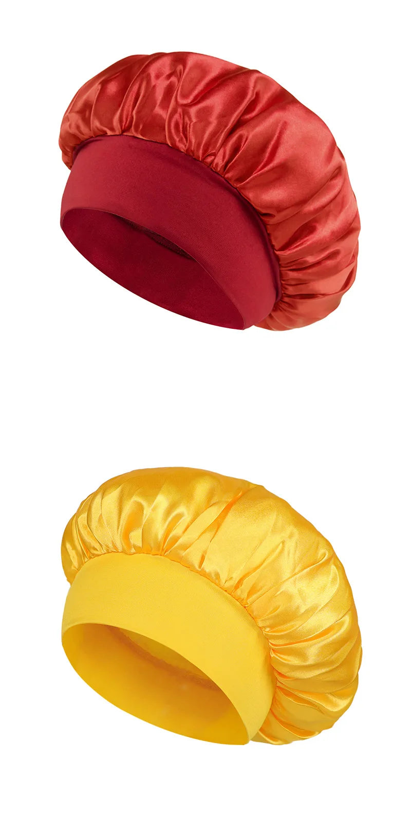 Satin Bonnet Hair Bonnet for Sleeping Hair Care Silk Bonnets Solid Wide-brimmed Sleeping Hat with Elastic Soft Band