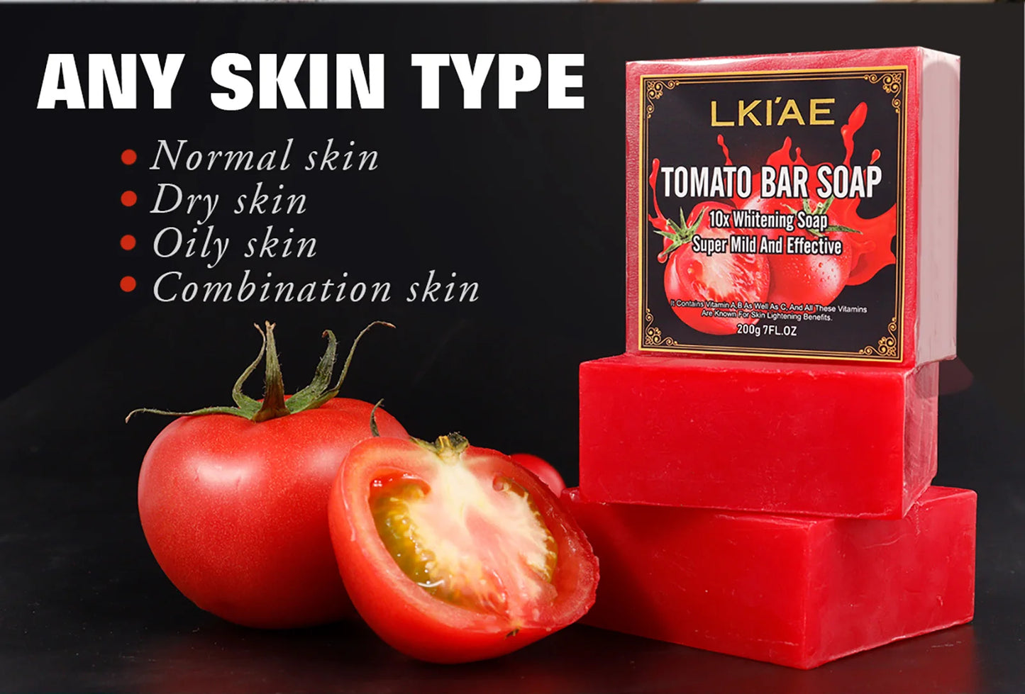 Tomato Fruit Scented Handmade Natural Bar Soap, For Face, Body, Whitening, Oil Control, Brightens, Shrink Pore, 200g