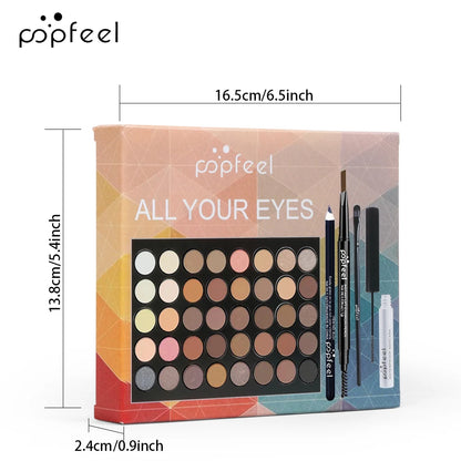 POPFEEL Eye Makeup Set, Eyeshadow Palette, Eyeliner, Mascara, Eyebrow Pencil, Makeup Tool Set Box, Gifts