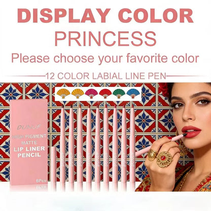 Waterproof Lip Liner Pencil 6 Colors Set: Lip Contour Waterproof Non-transfer Highly Pigmented Smooth Nude-pink Daily &  Party Makeup