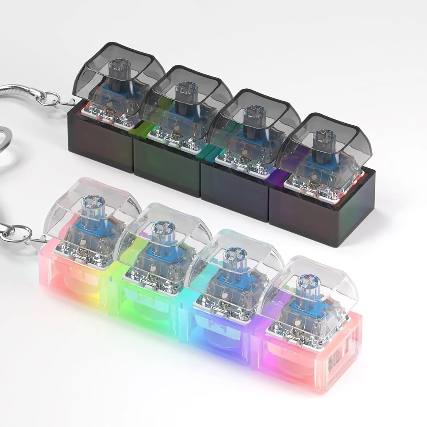 LED Keyboard Key Chain Fidget Toy for Fidget Clicker Decompression Keychains Stress Relief Gadget Interesting Pendant