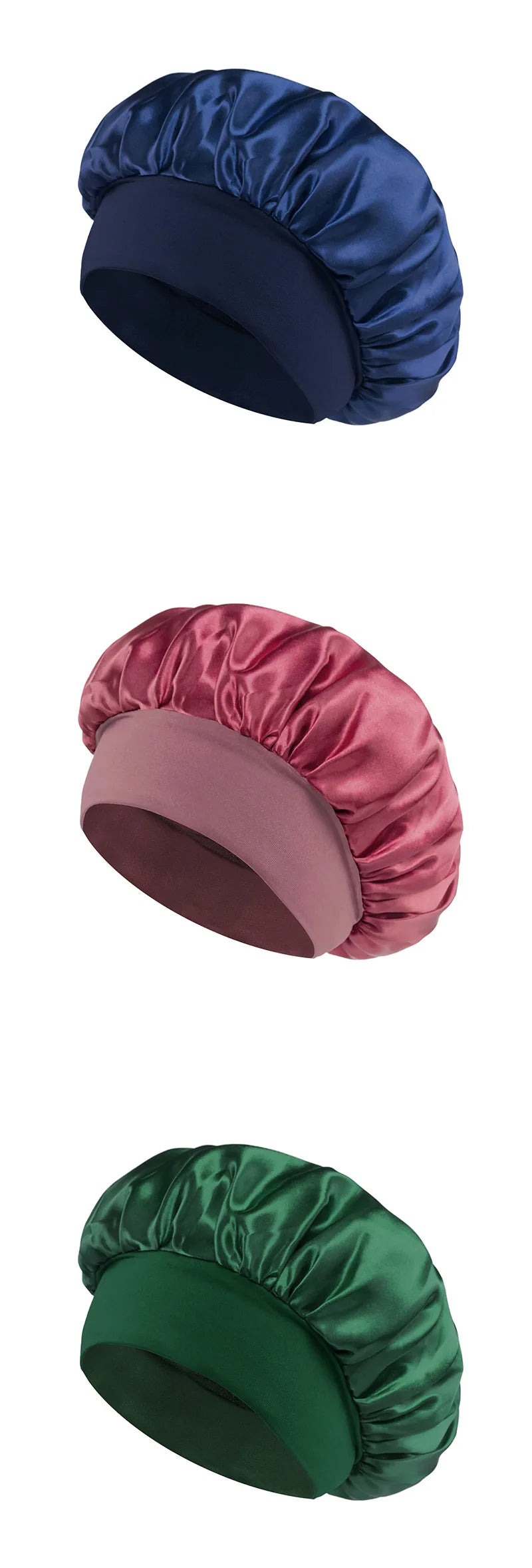 Satin Bonnet Hair Bonnet for Sleeping Hair Care Silk Bonnets Solid Wide-brimmed Sleeping Hat with Elastic Soft Band