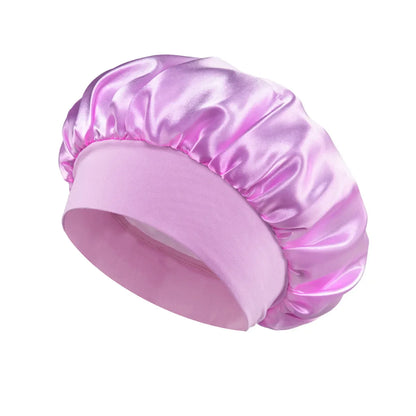 Satin Bonnet Hair Bonnet for Sleeping Hair Care Silk Bonnets Solid Wide-brimmed Sleeping Hat with Elastic Soft Band