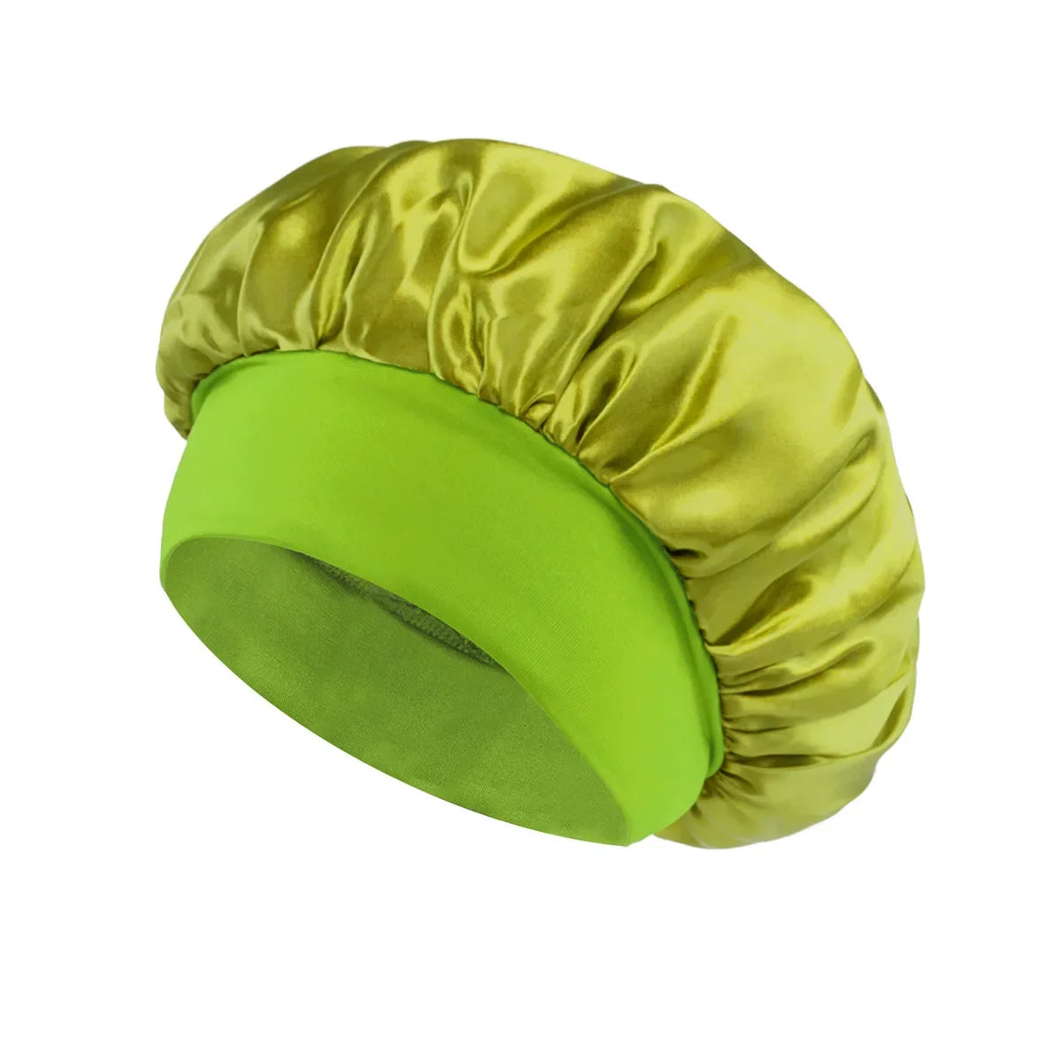 Satin Bonnet Hair Bonnet for Sleeping Hair Care Silk Bonnets Solid Wide-brimmed Sleeping Hat with Elastic Soft Band