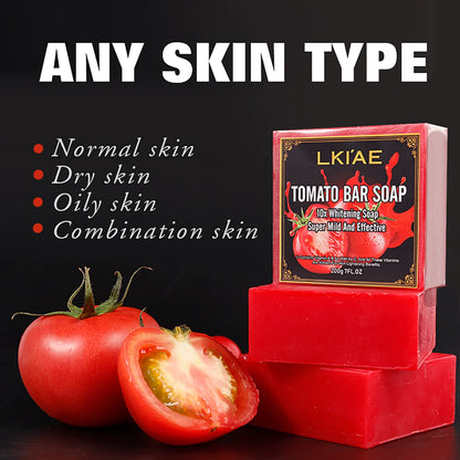 Tomato Fruit Scented Handmade Natural Bar Soap, For Face, Body, Whitening, Oil Control, Brightens, Shrink Pore, 200g