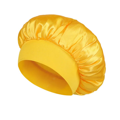 Satin Bonnet Hair Bonnet for Sleeping Hair Care Silk Bonnets Solid Wide-brimmed Sleeping Hat with Elastic Soft Band