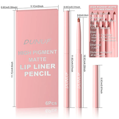 Waterproof Lip Liner Pencil 6 Colors Set: Lip Contour Waterproof Non-transfer Highly Pigmented Smooth Nude-pink Daily &  Party Makeup