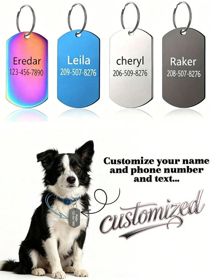 Personalized Laser Engraved Pet Tag Custom Name Number Anti Loss Rustproof Dog Cat ID Tag