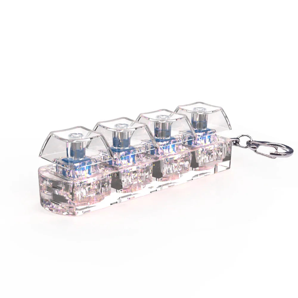 LED Keyboard Key Chain Fidget Toy for Fidget Clicker Decompression Keychains Stress Relief Gadget Interesting Pendant