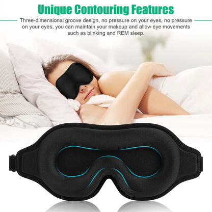 3D Travel Silk Eye Sleep Mask Soft Thick Sleeping Shade Cover Block Out Light Pressure Sensation Rest Relax Aid Adjustable Mask
