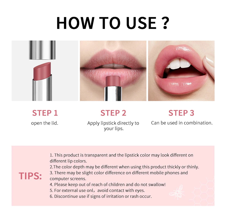 Lipstick Lip Balm Natural Color Creamy Texture Long Lasting Moisturizing  Nourishing Lip Care Gloss Cosmetic