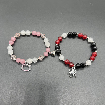 1Pair Magic Stick Hat Crown Pendant Beads Bracelet Couple Matching Bracelets Wicked Witch Movie Inspired Bracelet Friend Jewelry