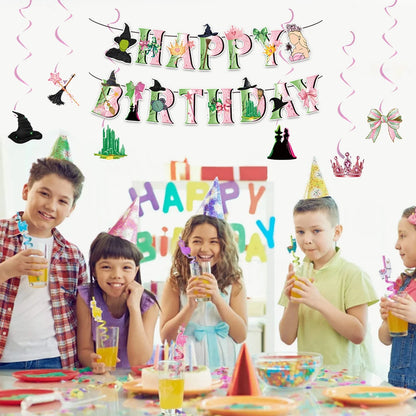 Wicked Theme Birthday Party Decoration Magic Witch Kids Party Ornaments Disposable Balloon Banner Cake Flag Hangings Supplies