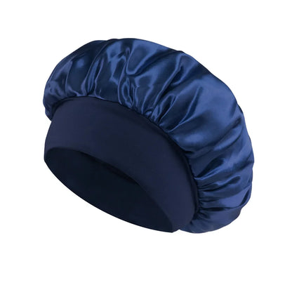 Satin Bonnet Hair Bonnet for Sleeping Hair Care Silk Bonnets Solid Wide-brimmed Sleeping Hat with Elastic Soft Band