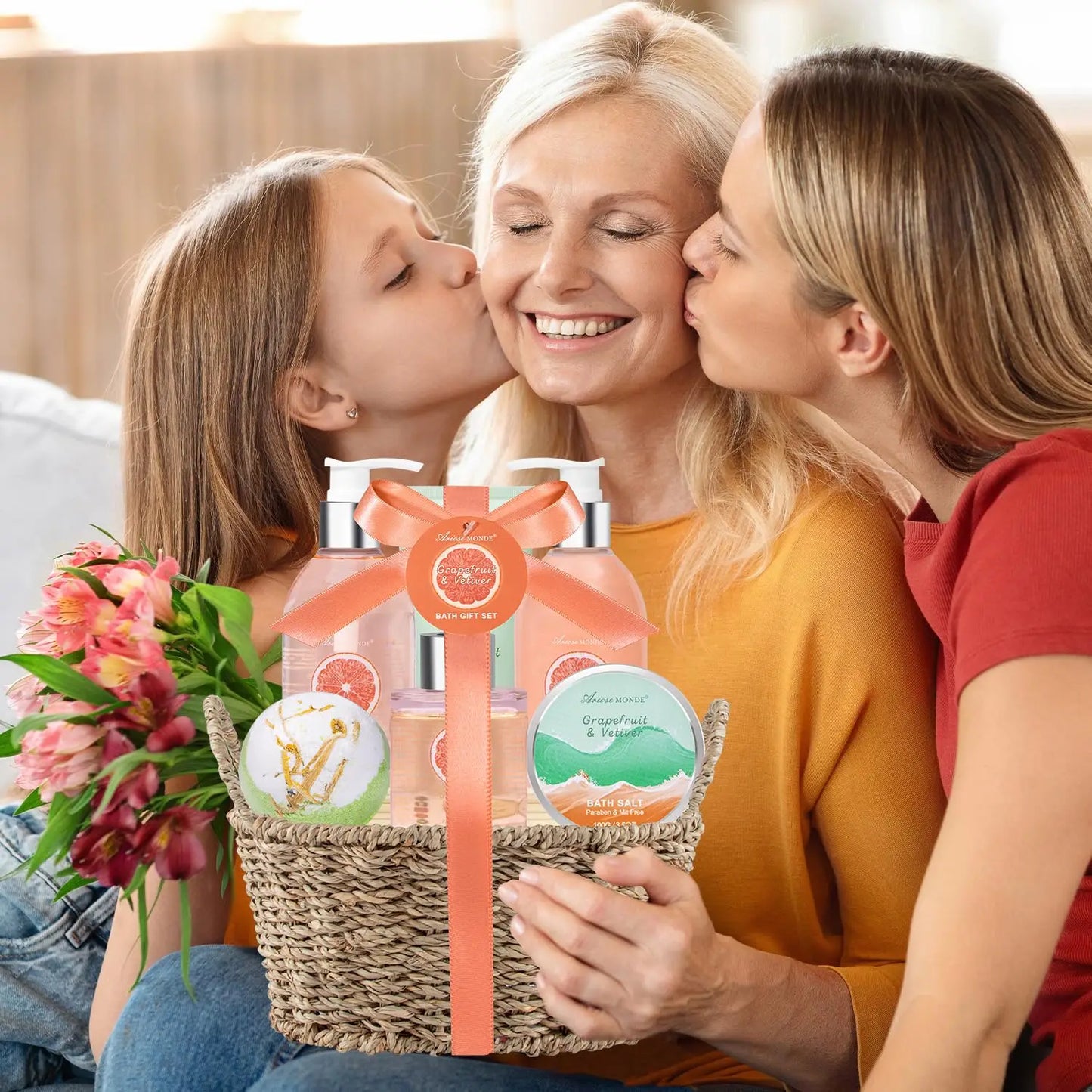Bath and Body Gift Basket for Women, Spa Gift Set with Bath Bombs, Bath Salts, Shower Gel, Vegan Aromatherapy Relaxation Kit