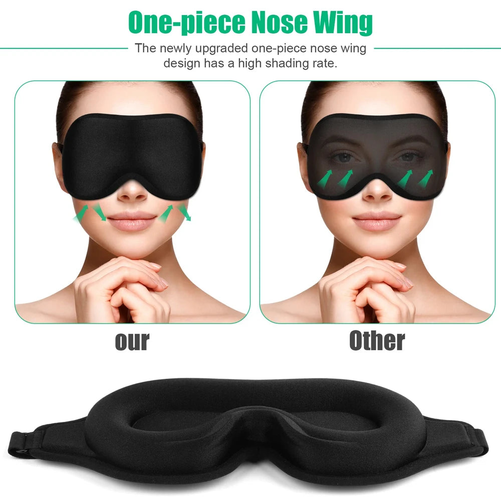 3D Travel Silk Eye Sleep Mask Soft Thick Sleeping Shade Cover Block Out Light Pressure Sensation Rest Relax Aid Adjustable Mask