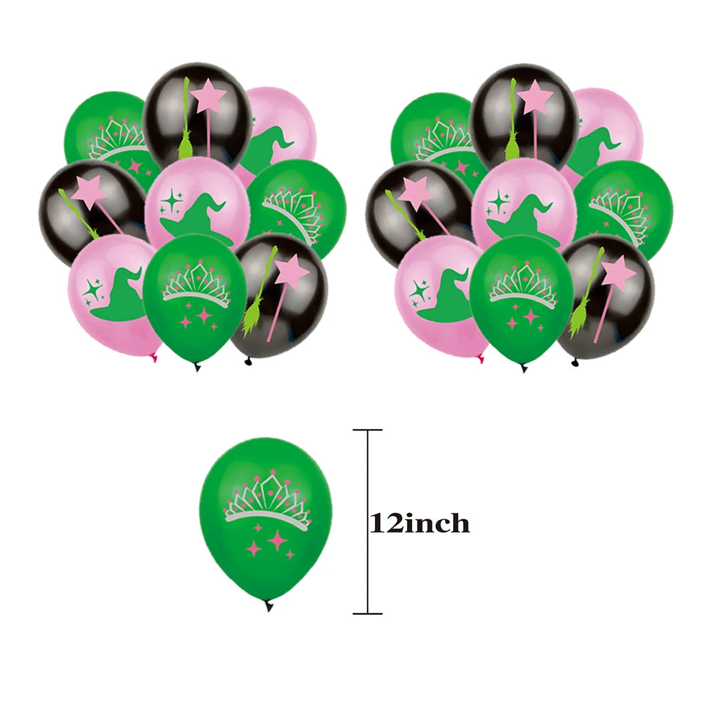 Wicked Theme Birthday Party Decoration Magic Witch Kids Party Ornaments Disposable Balloon Banner Cake Flag Hangings Supplies