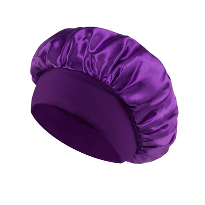 Satin Bonnet Hair Bonnet for Sleeping Hair Care Silk Bonnets Solid Wide-brimmed Sleeping Hat with Elastic Soft Band
