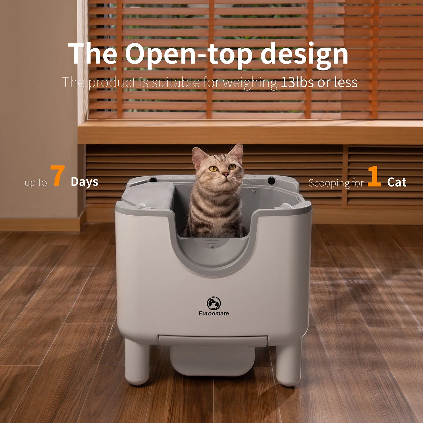 Self-Cleaning Litter Box - Open-Top Automatic Cat Litter Box with Odor Control, Safety Features, and Easy Maintenance