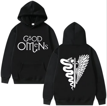 Good Omens | The TV Fashionable Harajuku Double-sided Printed Autumn and Winter Warm Hoodie Retro Street Men's Wear