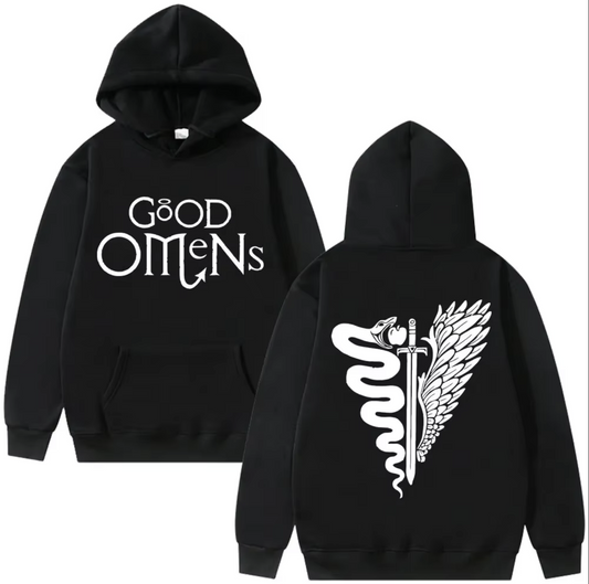 Good Omens | The TV Fashionable Harajuku Double-sided Printed Autumn and Winter Warm Hoodie Retro Street Men's Wear