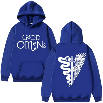 Good Omens | The TV Fashionable Harajuku Double-sided Printed Autumn and Winter Warm Hoodie Retro Street Men's Wear