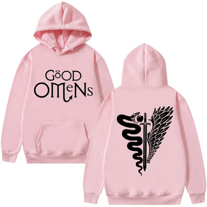 Good Omens | The TV Fashionable Harajuku Double-sided Printed Autumn and Winter Warm Hoodie Retro Street Men's Wear