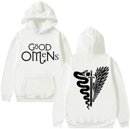 Good Omens | The TV Fashionable Harajuku Double-sided Printed Autumn and Winter Warm Hoodie Retro Street Men's Wear