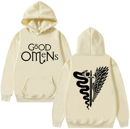 Good Omens | The TV Fashionable Harajuku Double-sided Printed Autumn and Winter Warm Hoodie Retro Street Men's Wear
