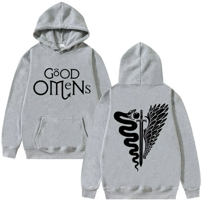 Good Omens | The TV Fashionable Harajuku Double-sided Printed Autumn and Winter Warm Hoodie Retro Street Men's Wear
