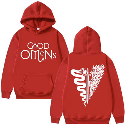 Good Omens | The TV Fashionable Harajuku Double-sided Printed Autumn and Winter Warm Hoodie Retro Street Men's Wear