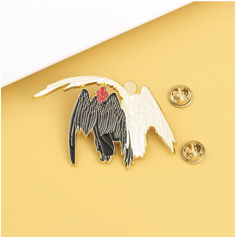 Good Omens | Ineffable Husbands Angel & Demon Hard Metal Pin Angel Demon Badge Aziraphale And Crowley Jewelry