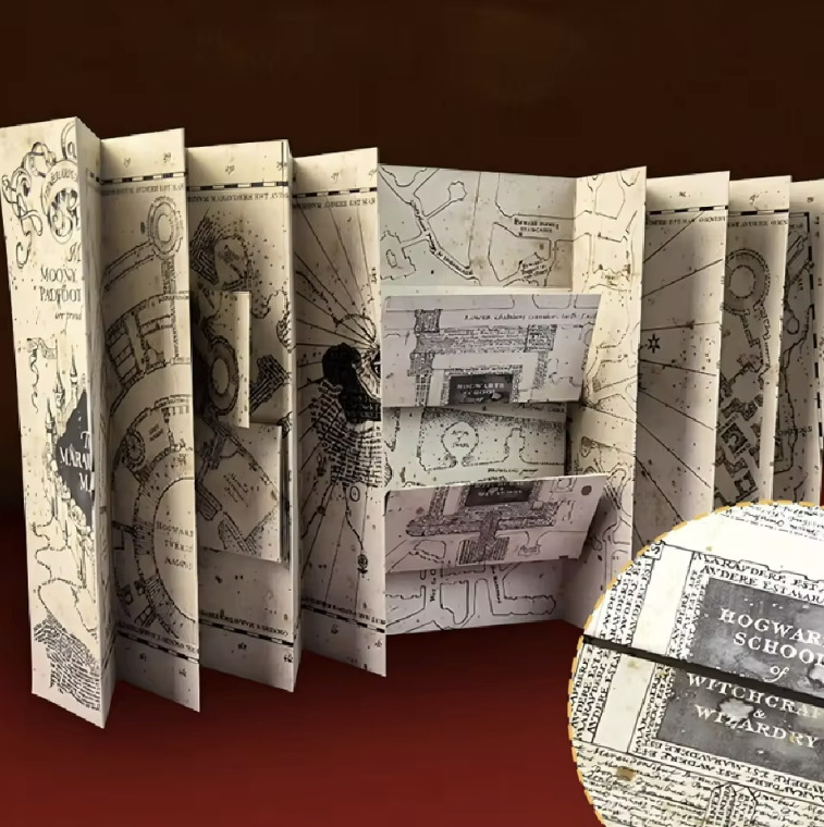 Harry Potter | Map Magic Academy Hogwarts Theme HD Full Version Expandable Stereoscopic Magic Treasure Hunt Map Birthdays Gifts