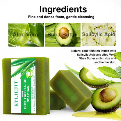 Aloe Vera Whitening Soap, Remove Acne, Spots, Skin Radiant, Improve Skin Luster, Vegan Bath Wash for All Skin Types, 200g