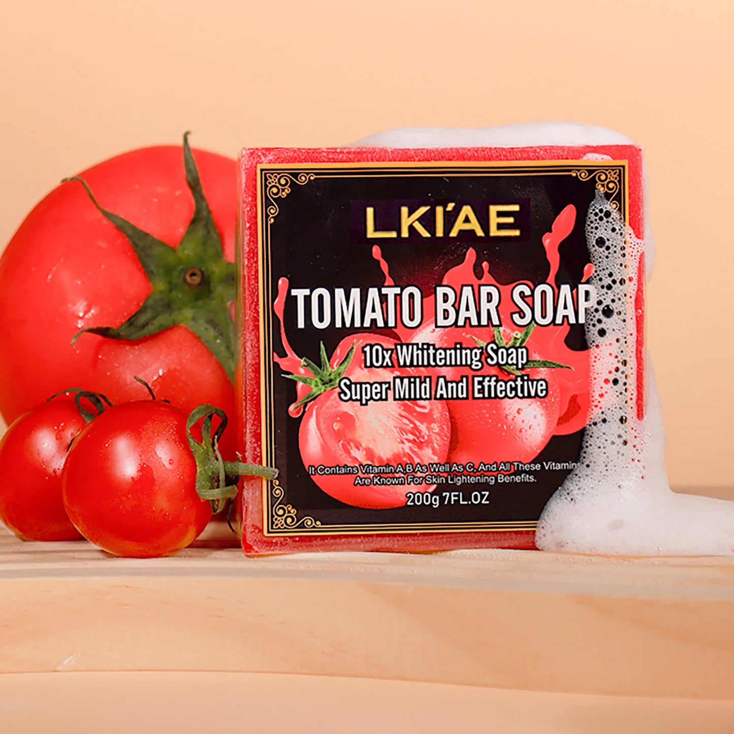 Tomato Fruit Scented Handmade Natural Bar Soap, For Face, Body, Whitening, Oil Control, Brightens, Shrink Pore, 200g