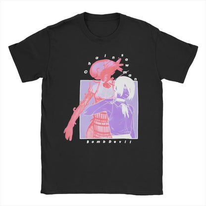 Chainsaw Man Reze T-Shirts Men Women Anime Manga Funny 100% Cotton Tee Shirt O Neck Short Sleeve T Shirts Party Clothes